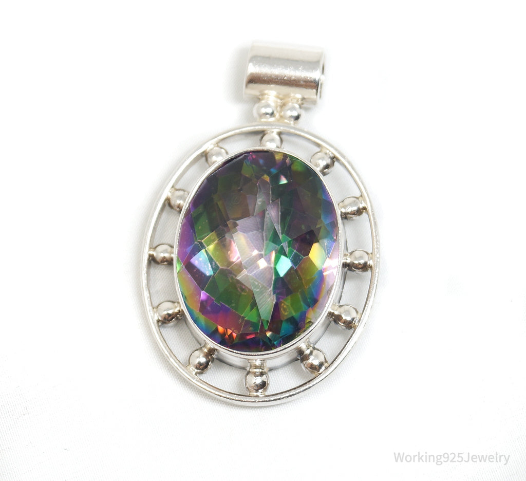 Vintage Large Mystic Topaz Sterling Silver Necklace Pendant | Jewelry > Necklaces > Pendants | Wiccan Center