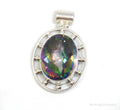Vintage Large Mystic Topaz Sterling Silver Necklace Pendant | Jewelry > Necklaces > Pendants | Wiccan Center