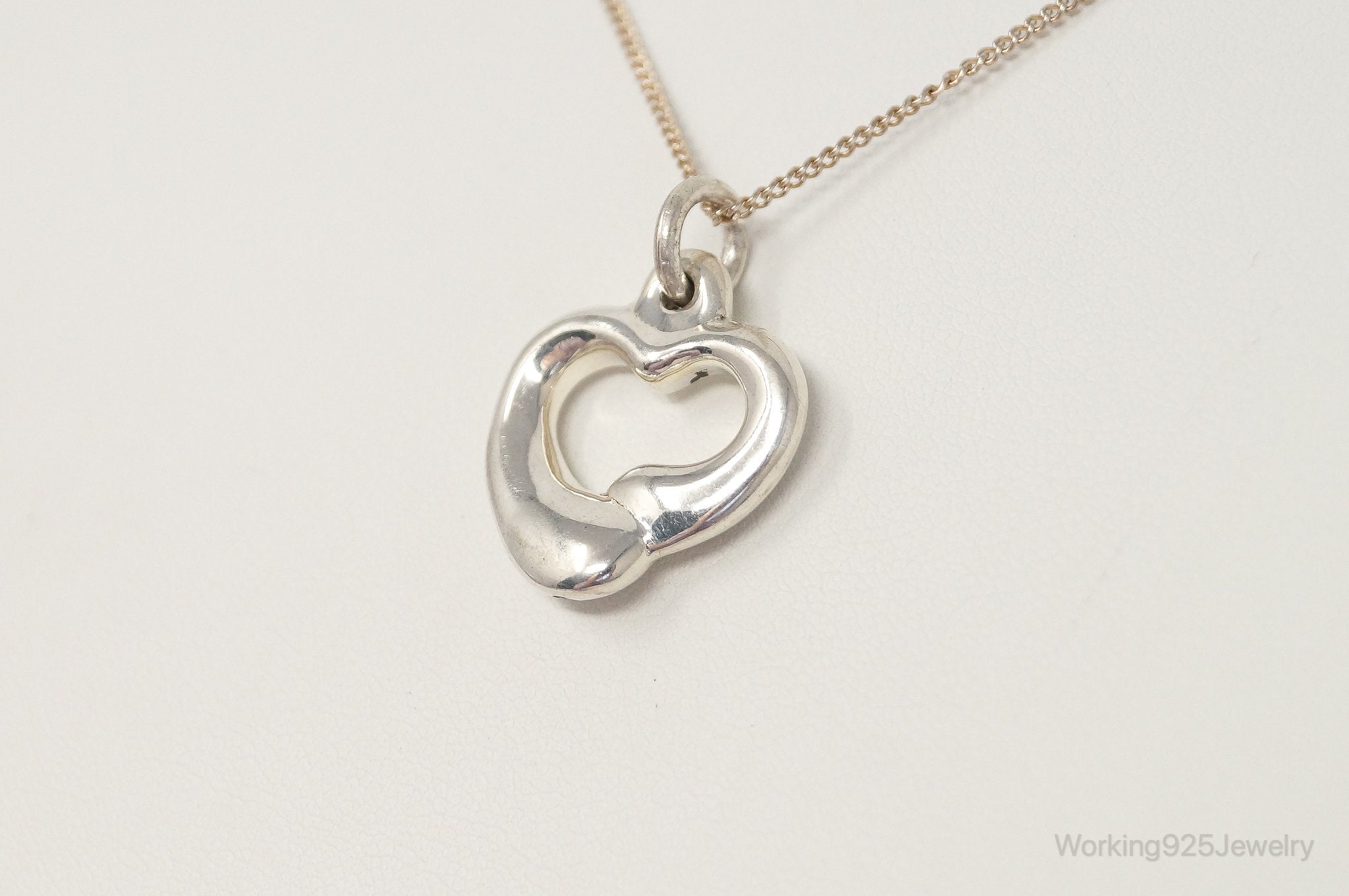 Vintage Puffy Hollow Heart Sterling Silver Necklace | Jewelry > Necklaces > Pendants | Wiccan Center
