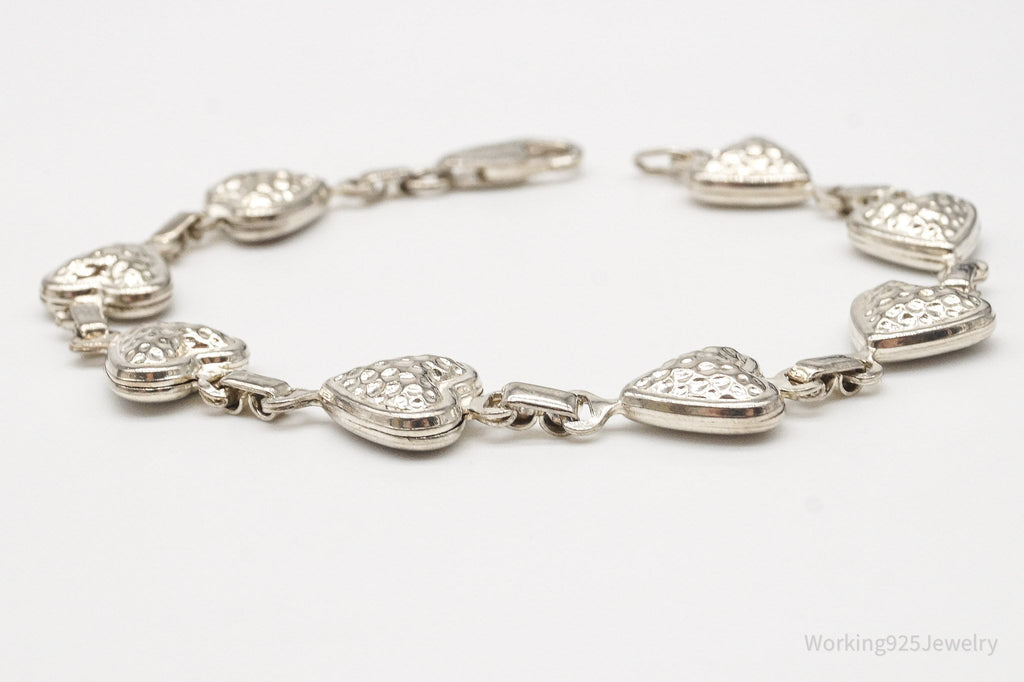 Vintage Italian Puffy Hearts Sterling Silver Link Bracelet | Jewelry > Bracelets | Wiccan Center