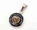 Vintage Mexico Faux Tigers Eye Black Enamel Sterling Silver Pendant | Jewelry > Necklaces > Pendants | Wiccan Center