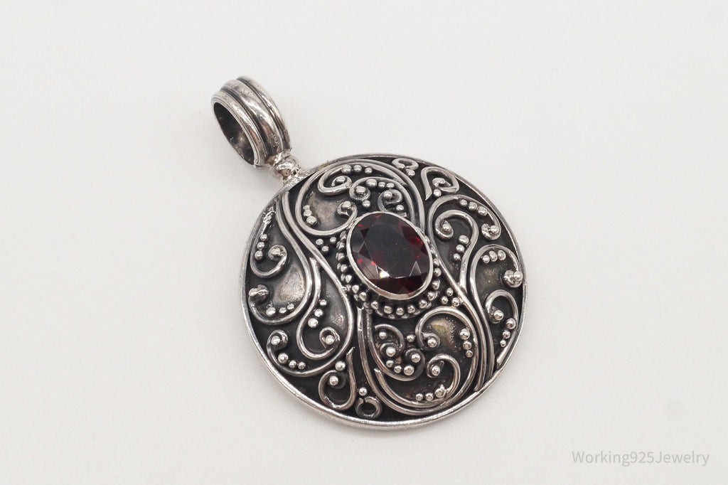 Large Designer BA Suarti Garnet Sterling Silver Pendant | Jewelry > Necklaces > Pendants | Wiccan Center