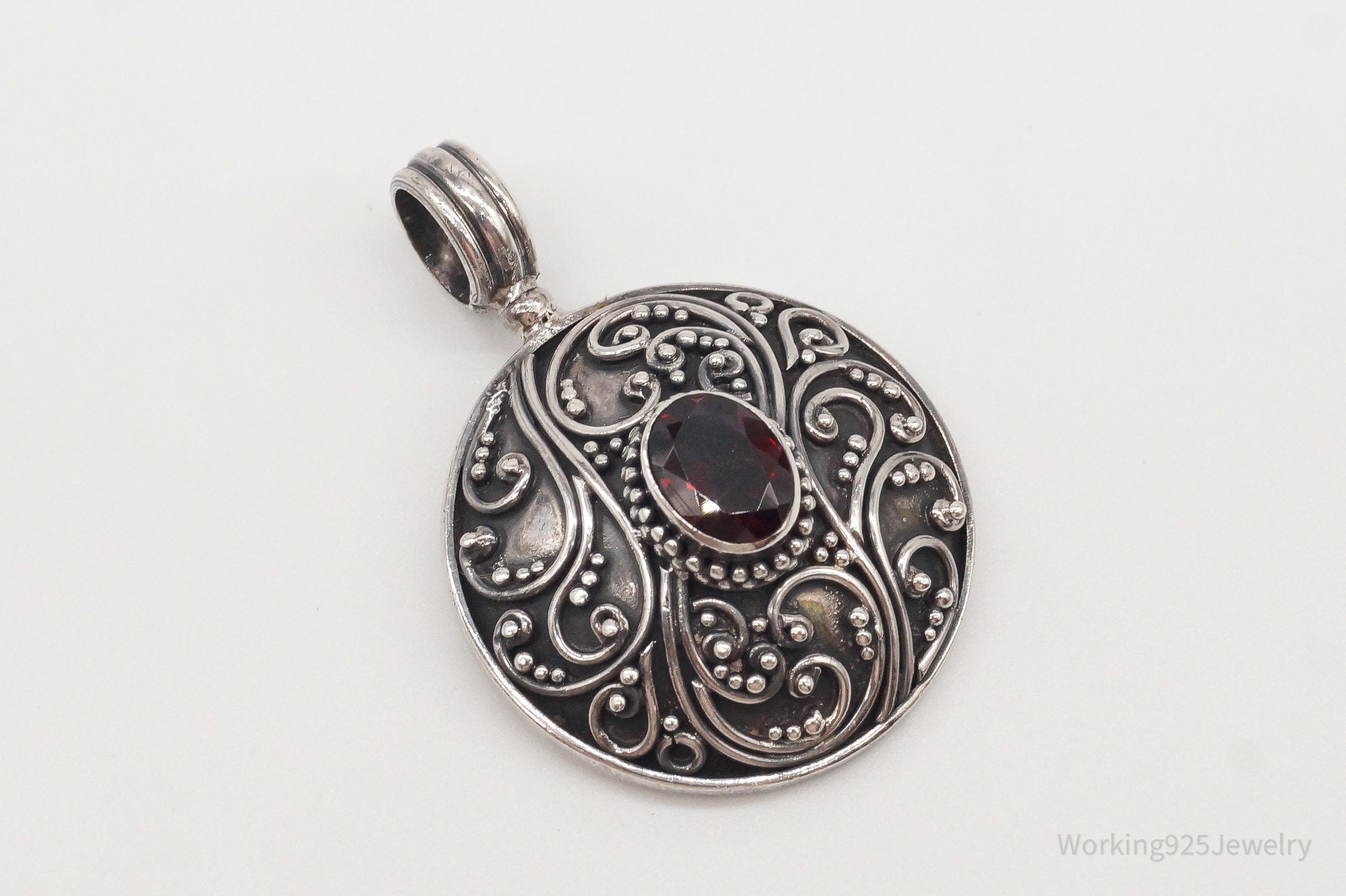 Large Designer BA Suarti Garnet Sterling Silver Pendant | Jewelry > Necklaces > Pendants | Wiccan Center