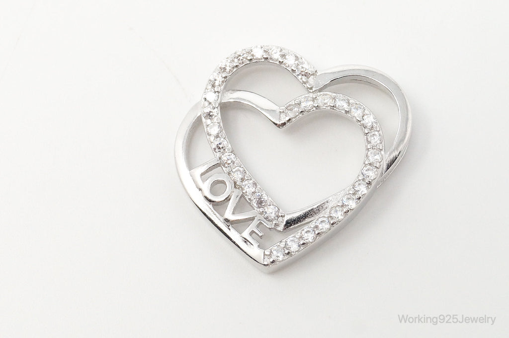 Vintage Open Heart Cubic Zirconia Sterling Silver Necklace Pendant | Jewelry > Necklaces > Pendants | Wiccan Center