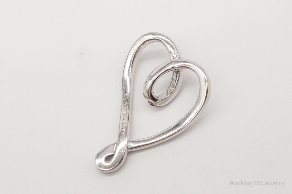 Vintage Large Crystals Heart Sterling Silver Pendant | Jewelry > Necklaces > Pendants | Wiccan Center