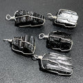 Raw Black Tourmaline Crystal Pendant (Silver Plated Wire Wrapped) Rough Gemstone Jewelry Necklace Supply | Craft Supplies & Tools > Beads, Gems & Cabochons > Charms & Pendants > Pendants | Wiccan Center