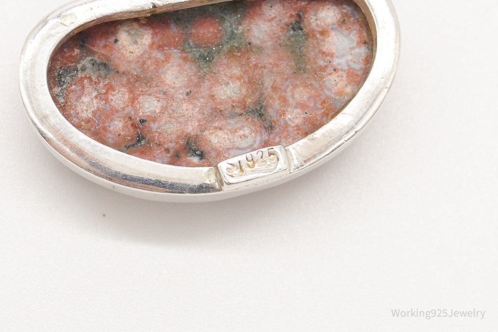 Vintage Designer SJ Large Jasper Sterling Silver Pendant | Jewelry > Necklaces > Pendants | Wiccan Center