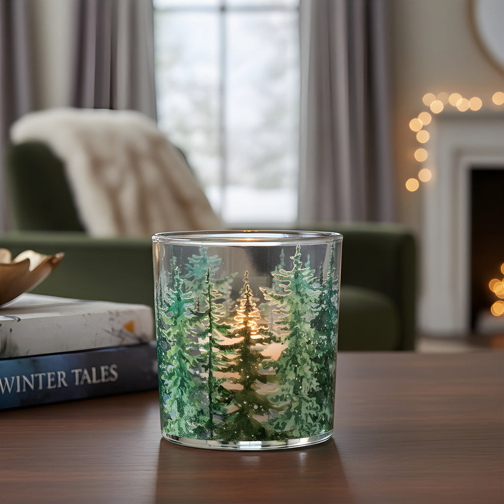 Pine Tree Glass Votive 3 Inch Holder | Candles & Holders | Wiccan Center