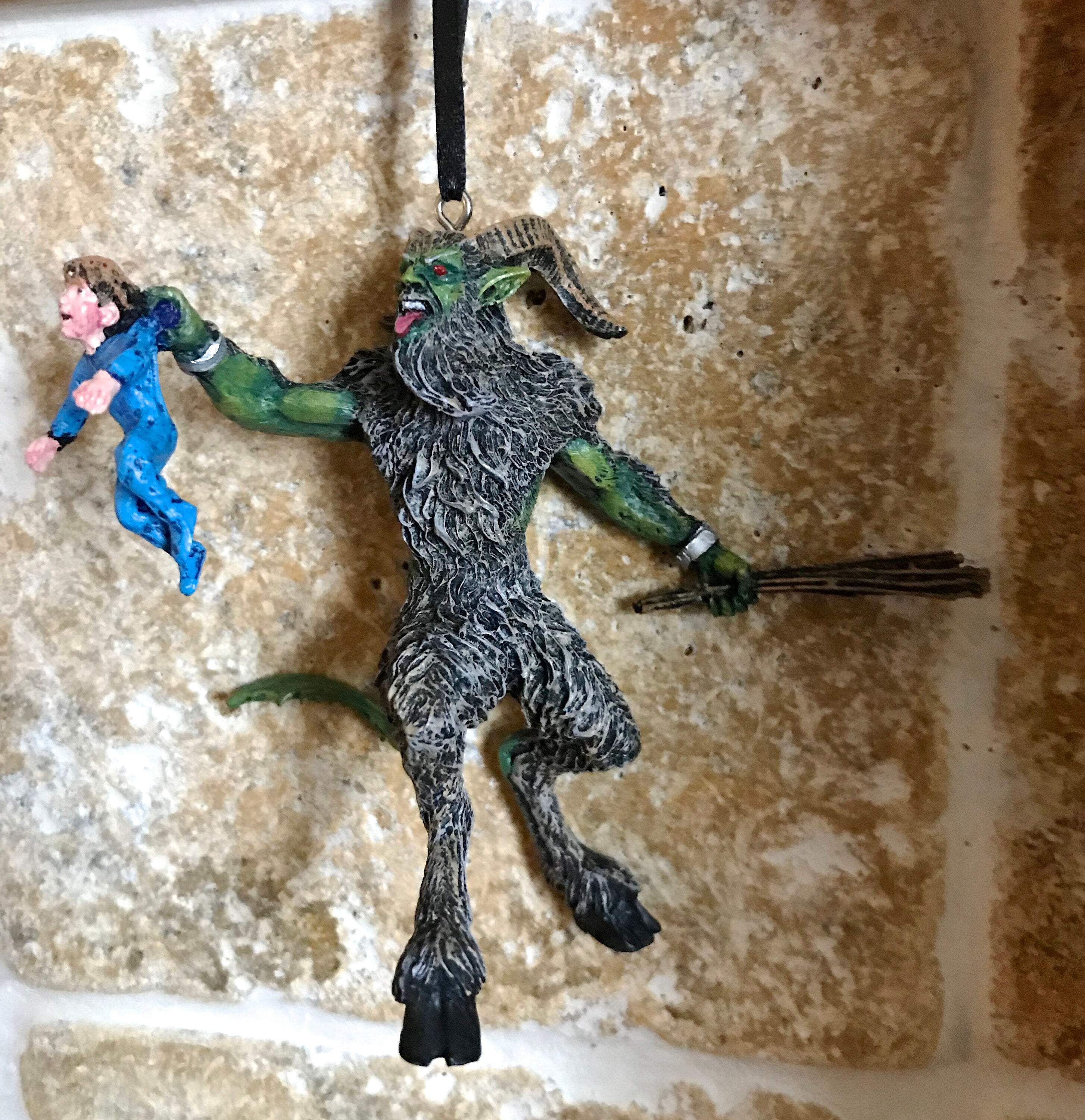 Krampus III Ornament, Full Color Resin Sculpture | Christmas Legend Figurine | Unique Dark Christmas Demon Ornament for Holiday Decor