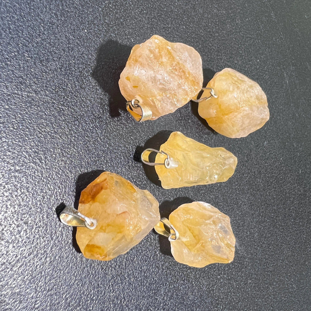 Raw Golden Healer Quartz Crystal Small Petite Pendant (Silver Plated Bail) Rough Jewelry Supply Necklace Charm | Jewelry > Necklaces > Crystal Necklaces | Wiccan Center