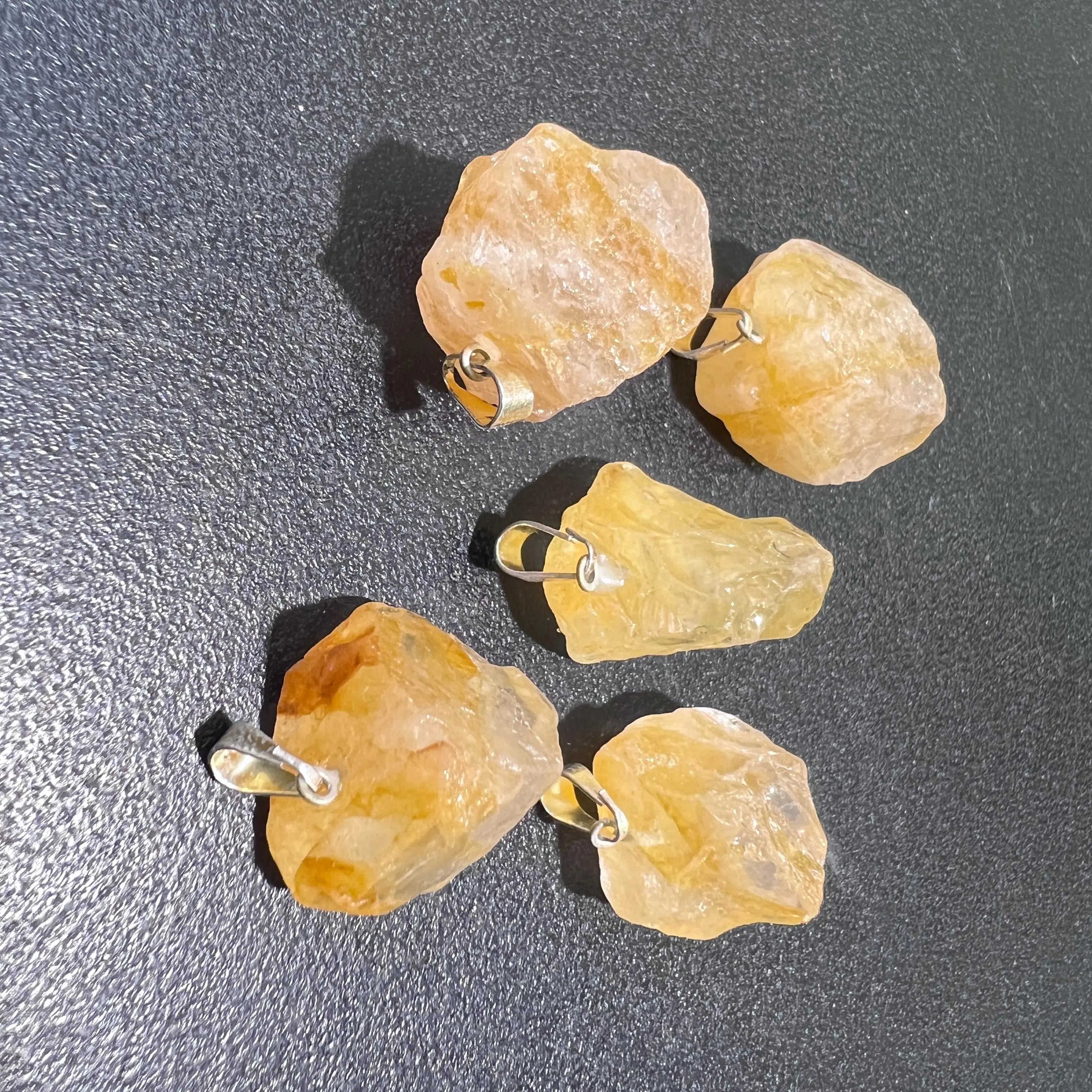 Raw Golden Healer Quartz Crystal Small Petite Pendant (Silver Plated Bail) Rough Jewelry Supply Necklace Charm | Jewelry > Necklaces > Crystal Necklaces | Wiccan Center