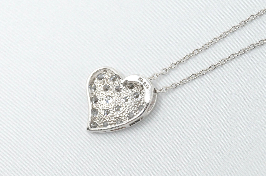 Vintage Simulated Diamond Accented Sweetheart Heart Sterling Silver Necklace 18" | Jewelry > Necklaces > Pendants | Wiccan Center