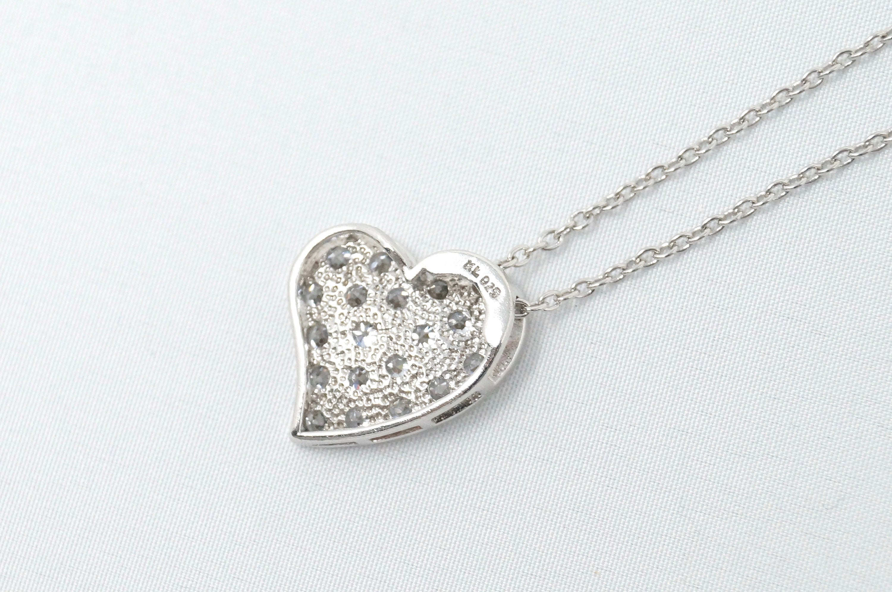 Vintage Simulated Diamond Accented Sweetheart Heart Sterling Silver Necklace 18" | Jewelry > Necklaces > Pendants | Wiccan Center