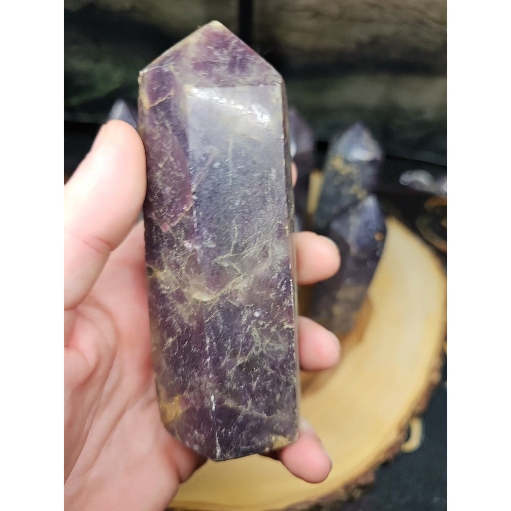 Purple Mica Lepidolite Crystal Tower — 300g–400g, Africa | CrystalCloud Company | Crystal Points & Towers | Wiccan Center
