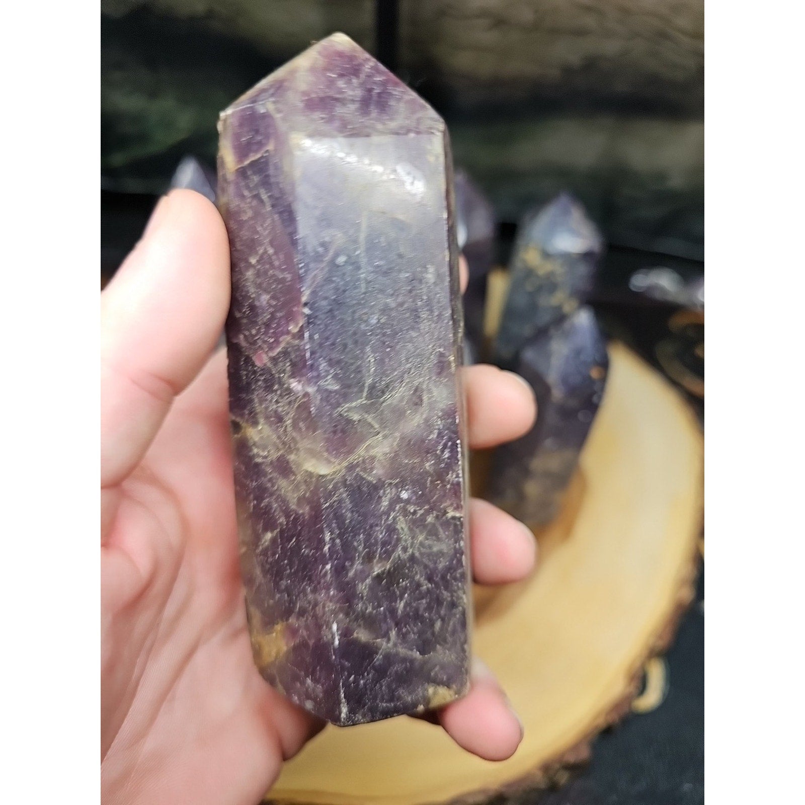 Purple Mica Lepidolite Crystal Tower — 300g–400g, Africa | CrystalCloud Company | Crystal Points & Towers | Wiccan Center