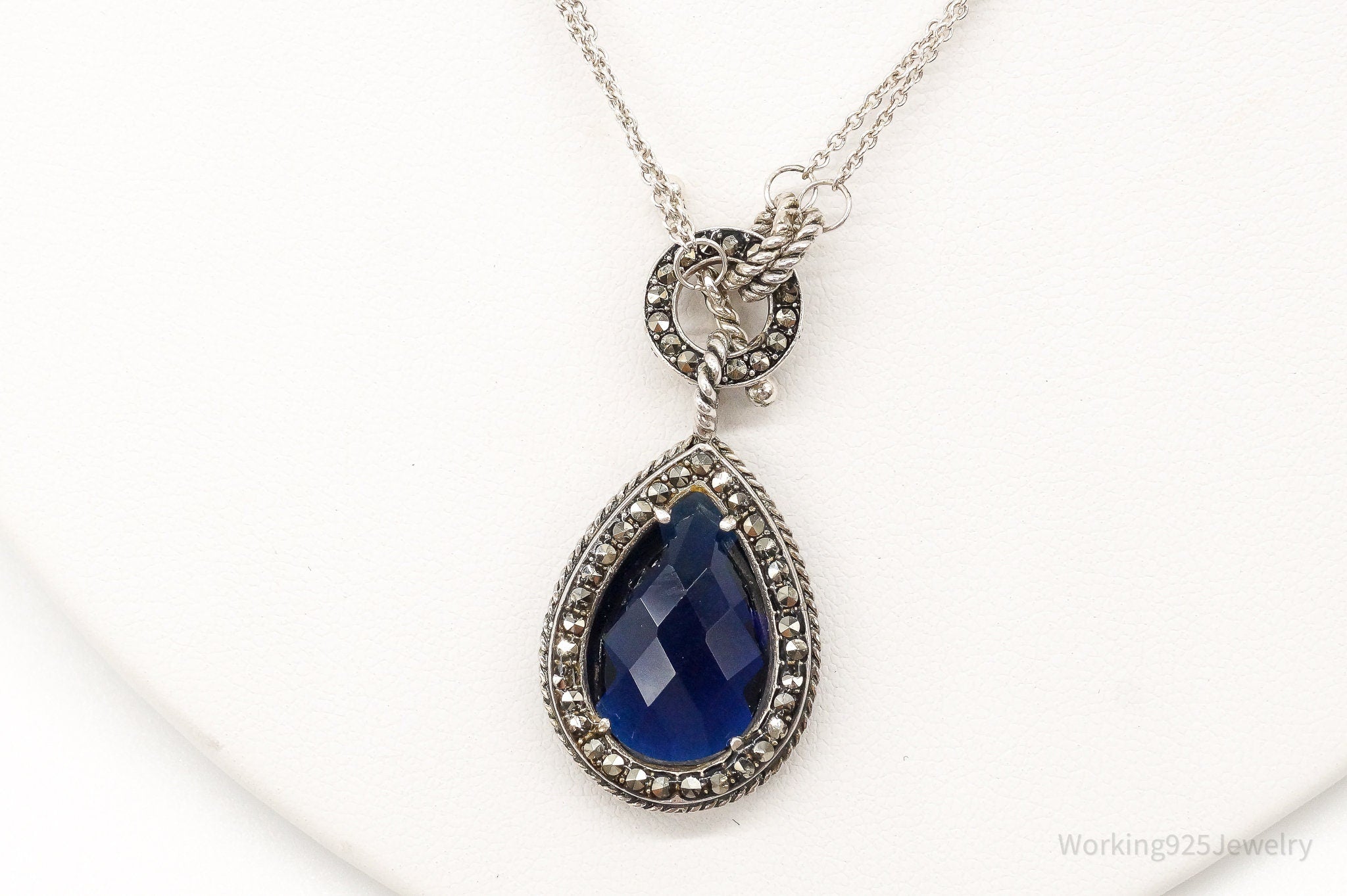 Designer Judith Jack Blue Stone Marcasite Sterling Silver Necklace | Jewelry > Necklaces > Pendants | Wiccan Center
