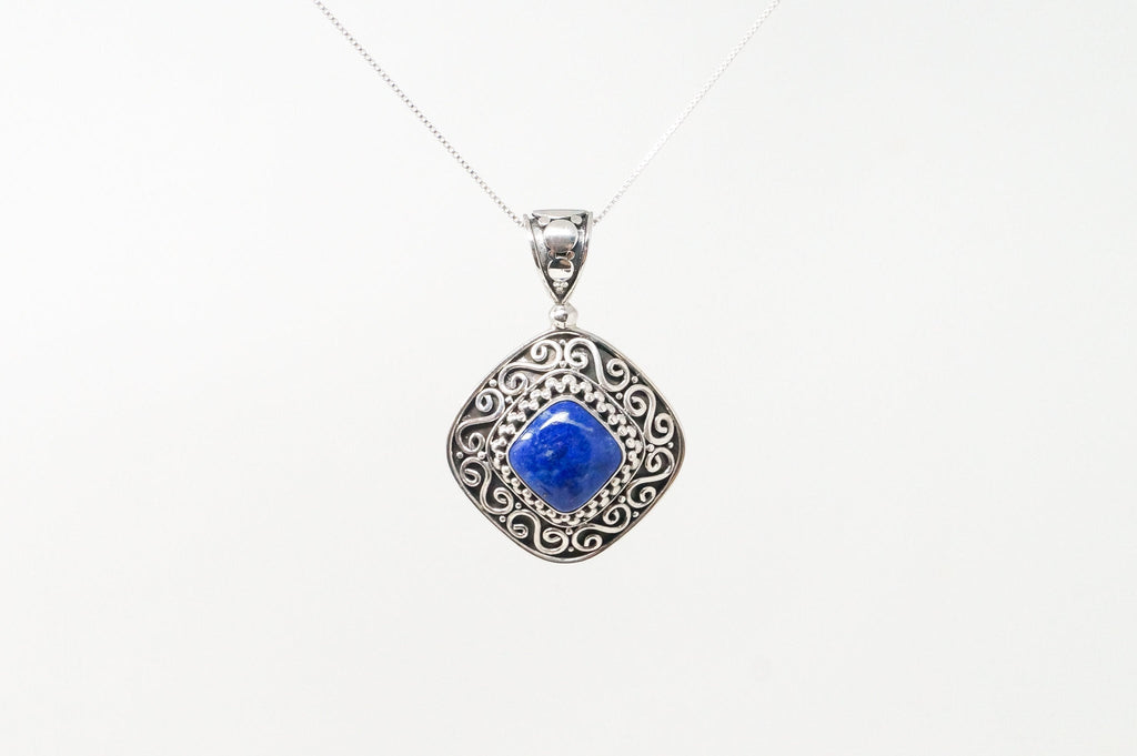 Vintage Designer BA Suarti Lapis Lazuli Bali Sterling Silver Necklace Pendant | Jewelry > Necklaces > Pendants | Wiccan Center