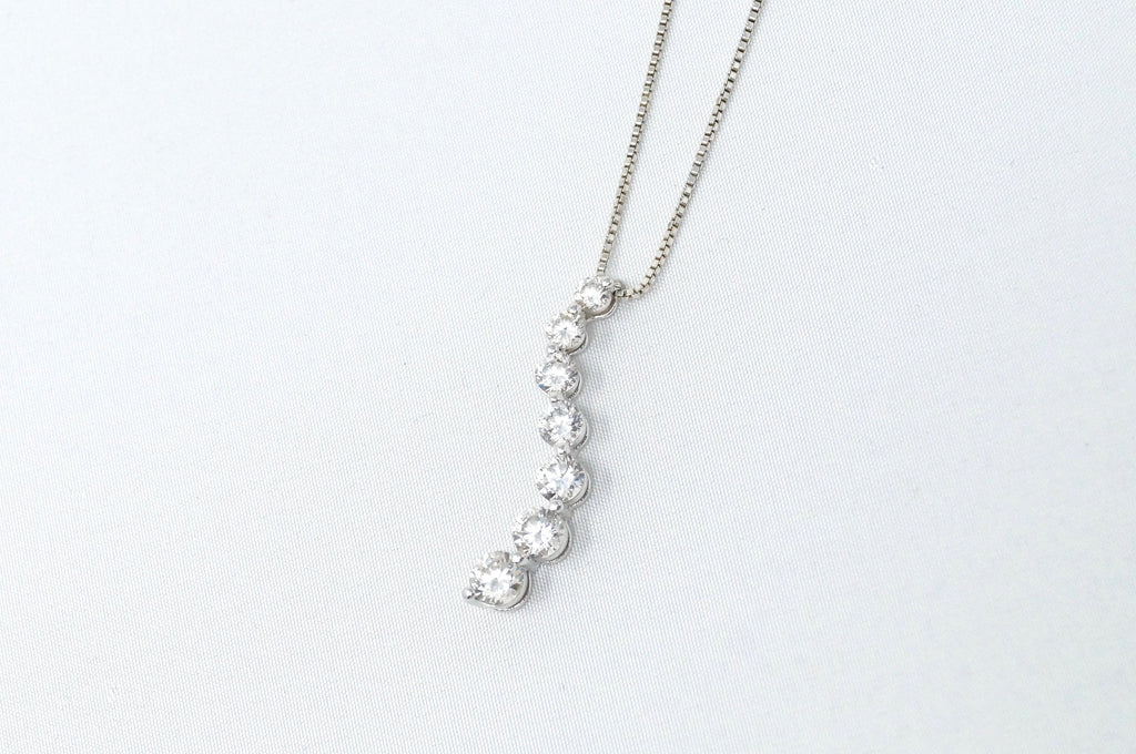Vintage Seven Stone Simulated Diamond Swirl Sterling Silver Necklace 18" | Jewelry > Necklaces > Pendants | Wiccan Center