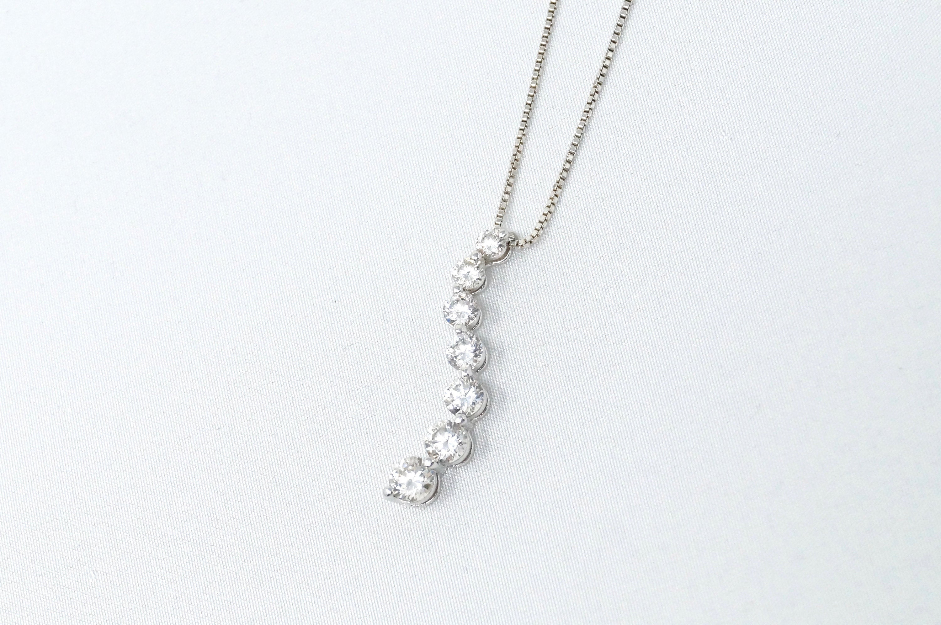 Vintage Seven Stone Simulated Diamond Swirl Sterling Silver Necklace 18" | Jewelry > Necklaces > Pendants | Wiccan Center