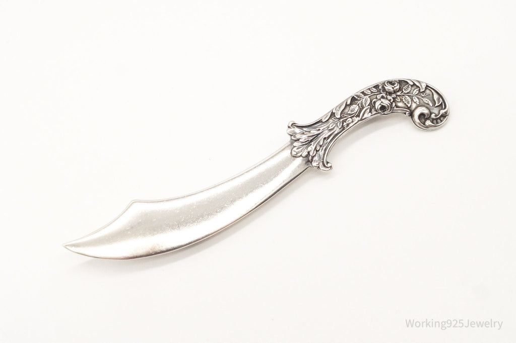 Large 1940s Victorian Revival Scimitar Sword Dagger Sterling Silver Pin Brooch | Jewelry > Brooches, Pins & Clips | Wiccan Center