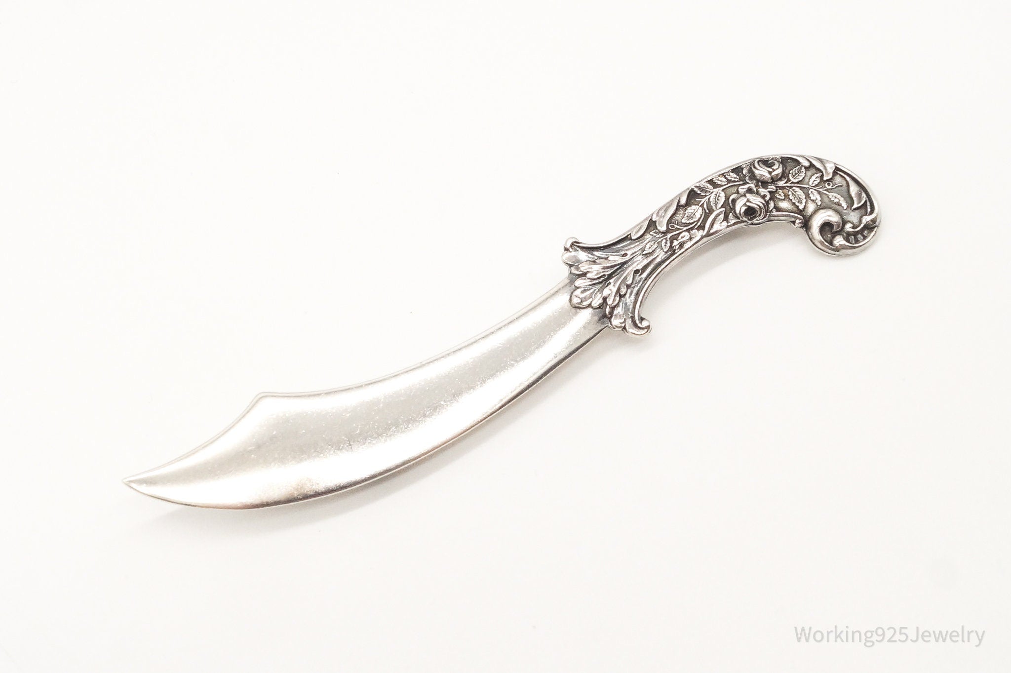 Large 1940s Victorian Revival Scimitar Sword Dagger Sterling Silver Pin Brooch | Jewelry > Brooches, Pins & Clips | Wiccan Center