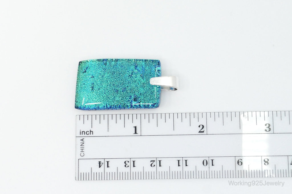 Large Vintage Dichroic Glass Sterling Silver Necklace Pendant | Jewelry > Necklaces > Pendants | Wiccan Center