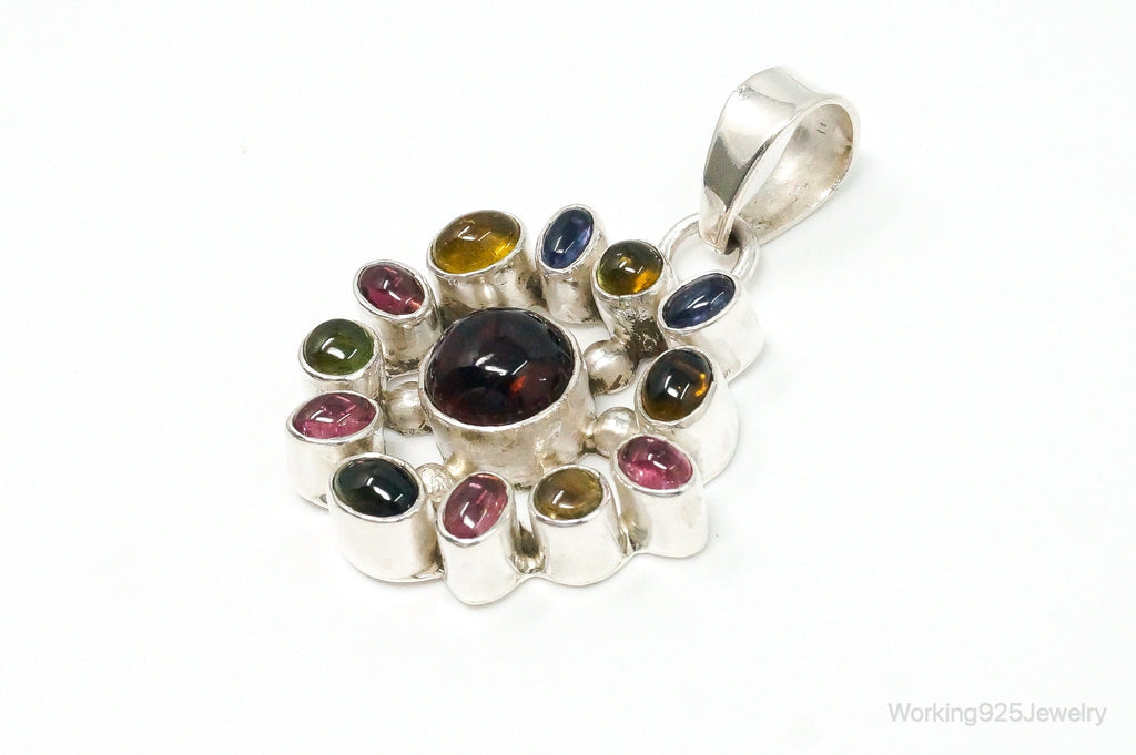 Large Designer SJ Multi Gem Sterling Silver Necklace Pendant | Jewelry > Necklaces > Pendants | Wiccan Center
