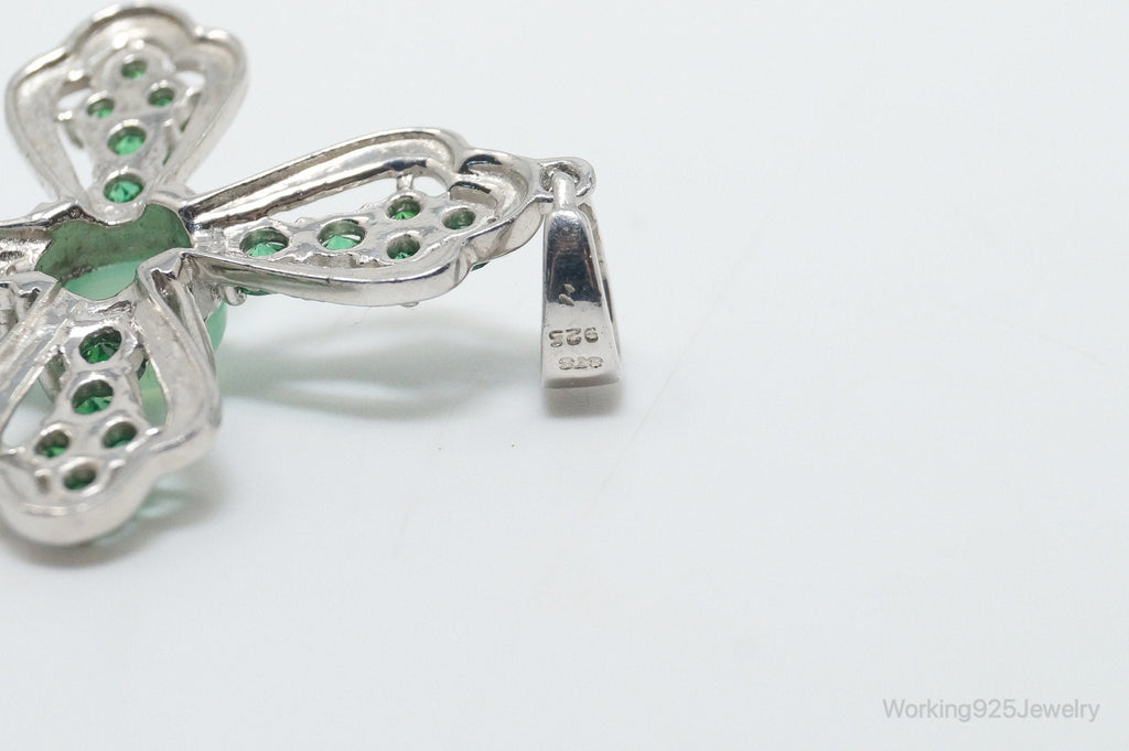 Vintage Green Chalcedony Green Cubic Zirconia Cross Sterling Silver Pendant | Jewelry > Necklaces > Pendants | Wiccan Center