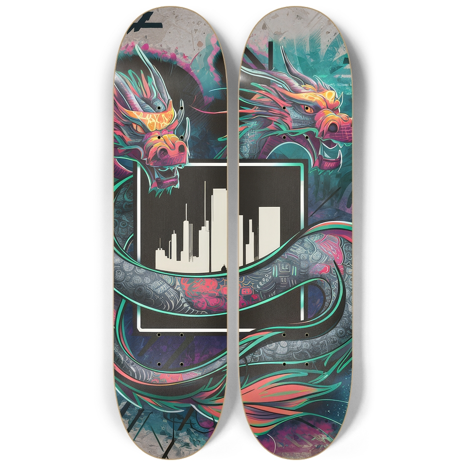 2 Skateboard Series Art - Dragon City | Skateboard | Wiccan Center