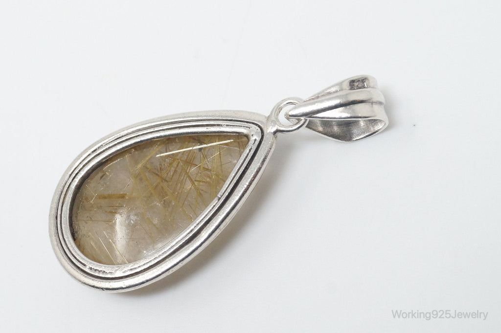 Vintage Rutilated Quartz Sterling Silver Southwestern Necklace Pendant | Jewelry > Necklaces > Pendants | Wiccan Center