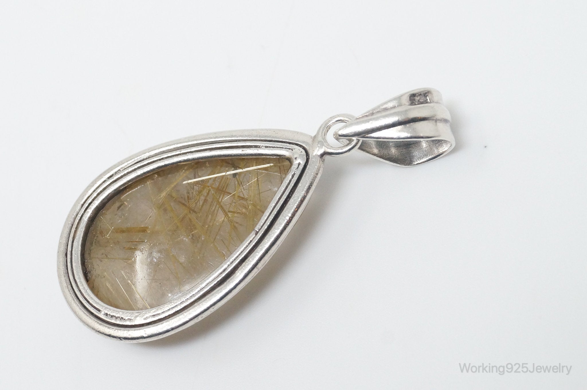 Vintage Rutilated Quartz Sterling Silver Southwestern Necklace Pendant | Jewelry > Necklaces > Pendants | Wiccan Center