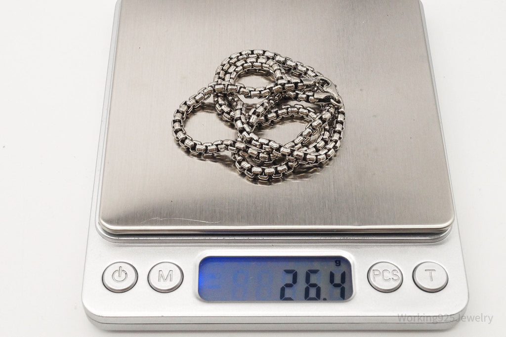 Vintage High Fashion Sterling Silver Puffy Box Chain Link Necklace | Jewelry > Necklaces > Pendants | Wiccan Center