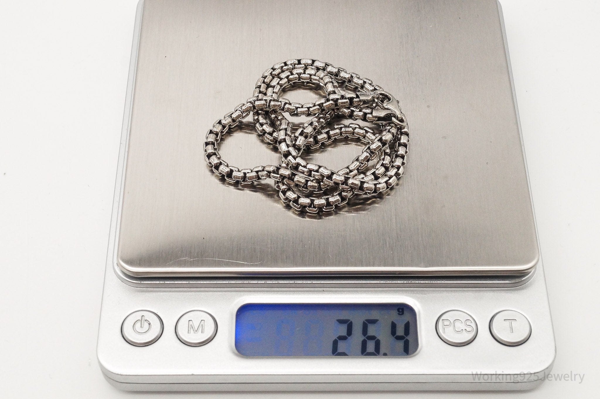 Vintage High Fashion Sterling Silver Puffy Box Chain Link Necklace | Jewelry > Necklaces > Pendants | Wiccan Center