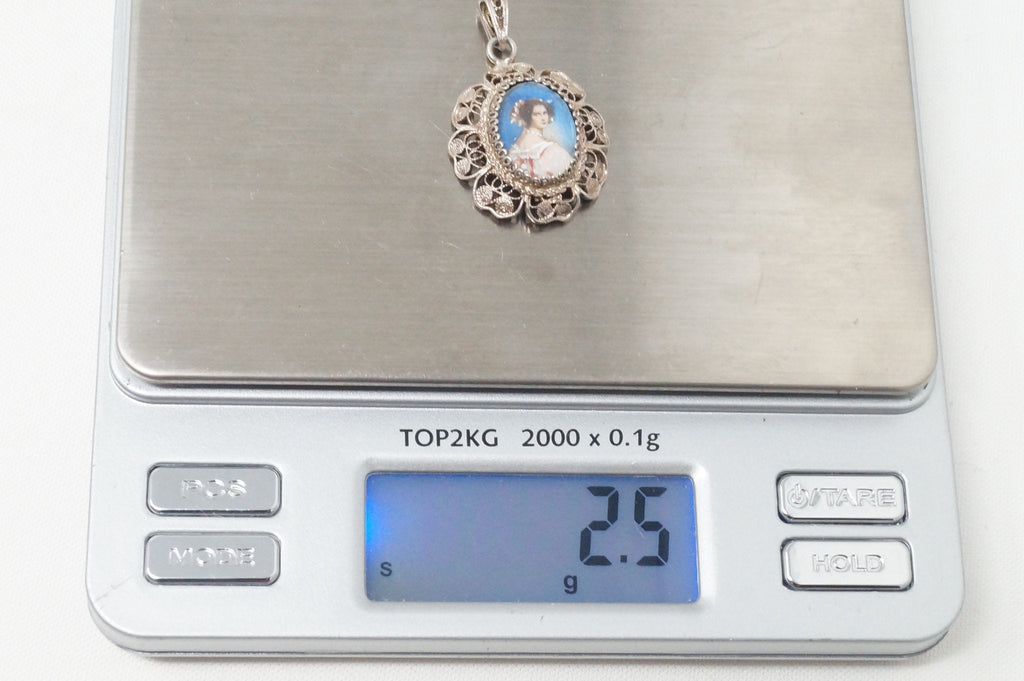 Antique Edwardian Woman Filigree Sterling Silver Necklace Pendant | Jewelry > Necklaces > Pendants | Wiccan Center
