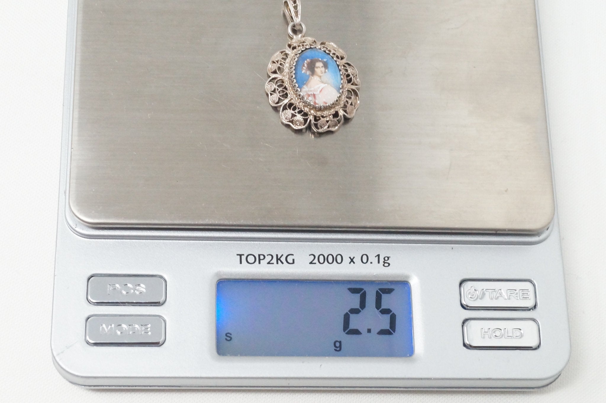Antique Edwardian Woman Filigree Sterling Silver Necklace Pendant | Jewelry > Necklaces > Pendants | Wiccan Center