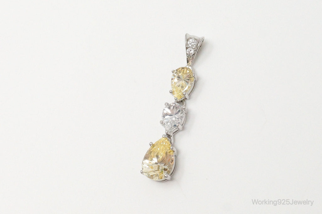 Vintage Large Citrine Cubic Zirconia Sterling Silver Pendant | Jewelry > Necklaces > Pendants | Wiccan Center