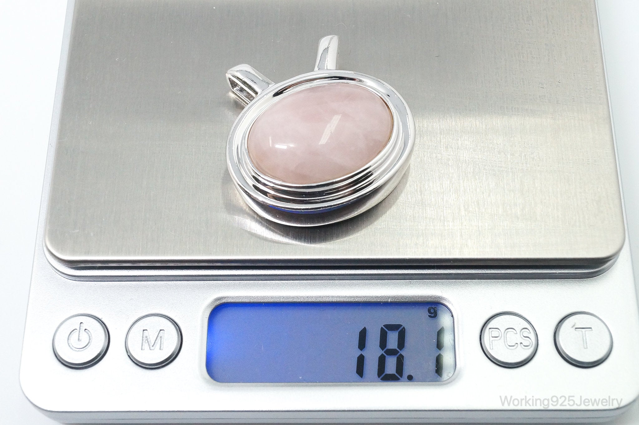 Large Vintage Designer Rose Quartz Sterling Silver Necklace Pendant | Jewelry > Necklaces > Pendants | Wiccan Center