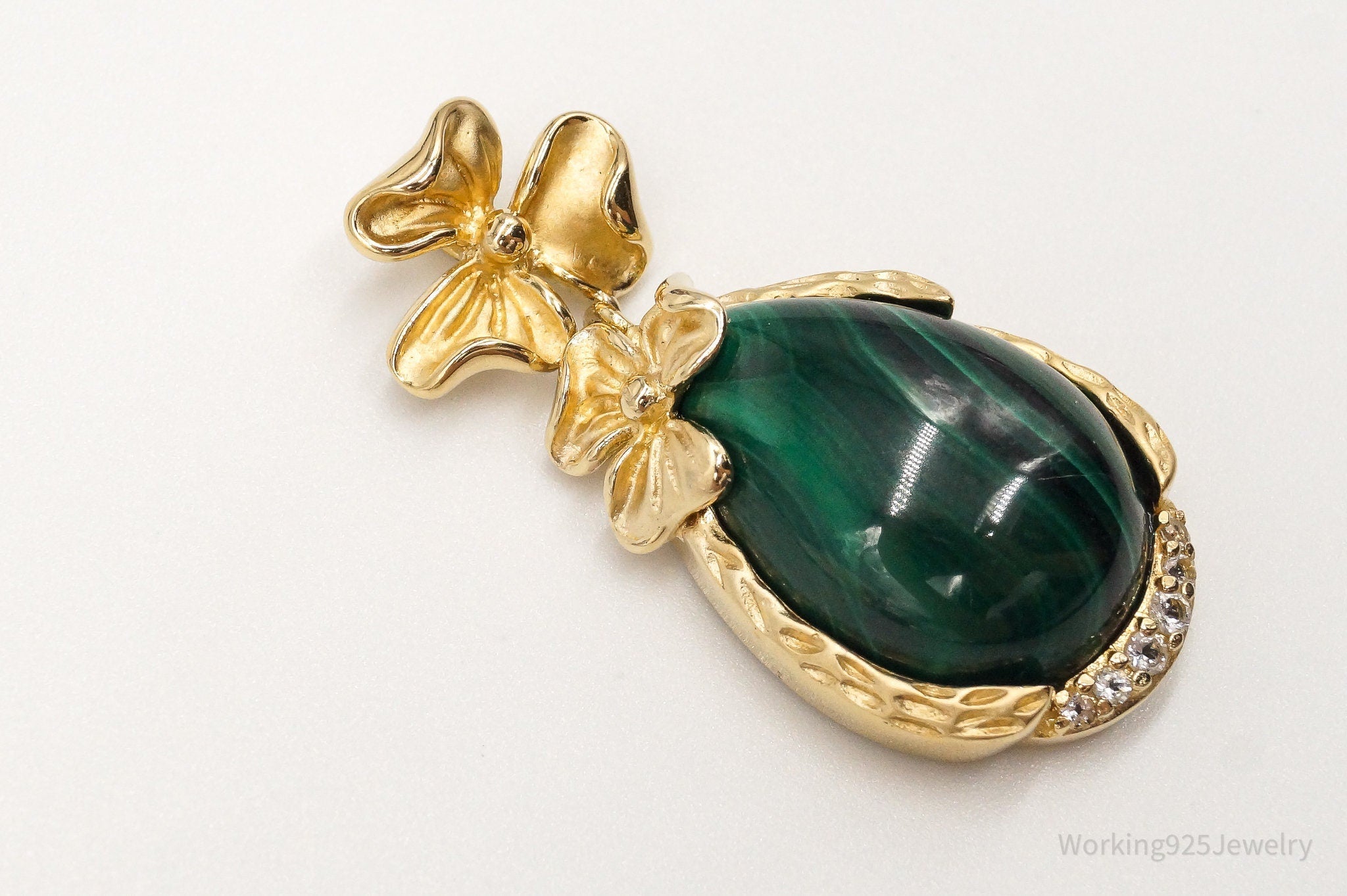 Designer Ross Simons Malachite Cubic Zirconia Gold Over Sterling Silver Pendant | Jewelry > Necklaces > Pendants | Wiccan Center