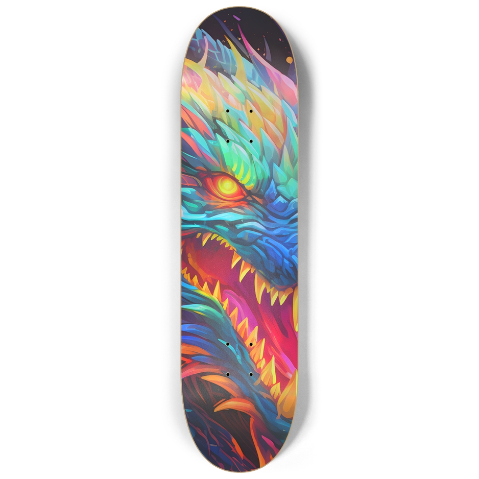 Custom Skateboard - Neon Fierce Dragon | Skateboard | Wiccan Center