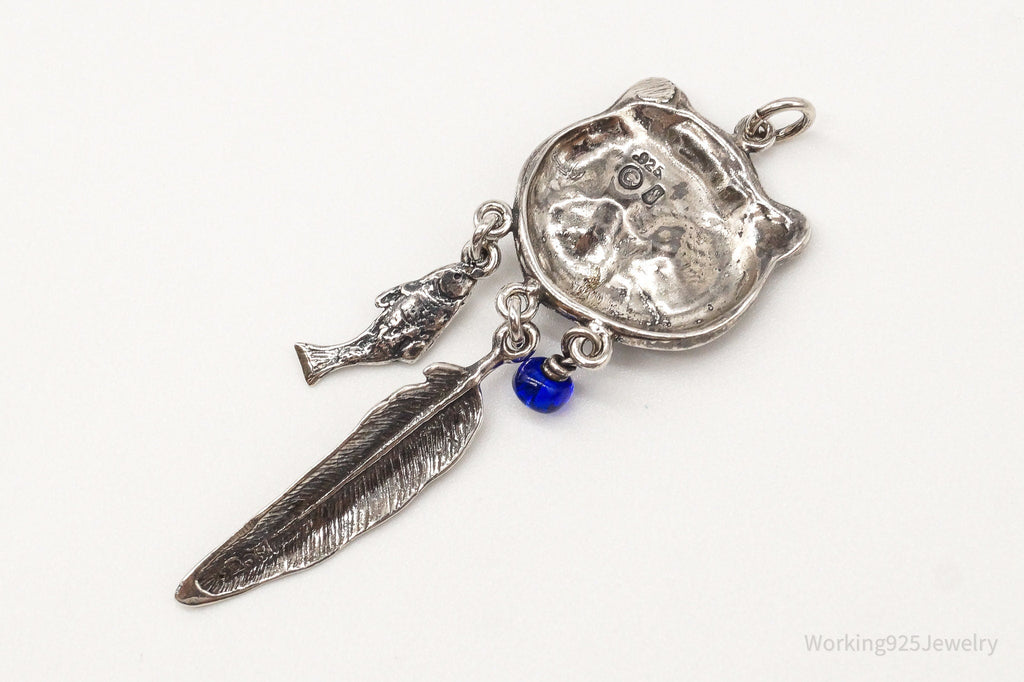 Vintage Native American Bear Dreamcatcher Sterling Silver Pendant | Jewelry > Necklaces > Pendants | Wiccan Center