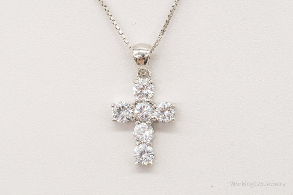 Vintage Cubic Zirconia Cross Sterling Silver Necklace | Jewelry > Necklaces > Pendants | Wiccan Center