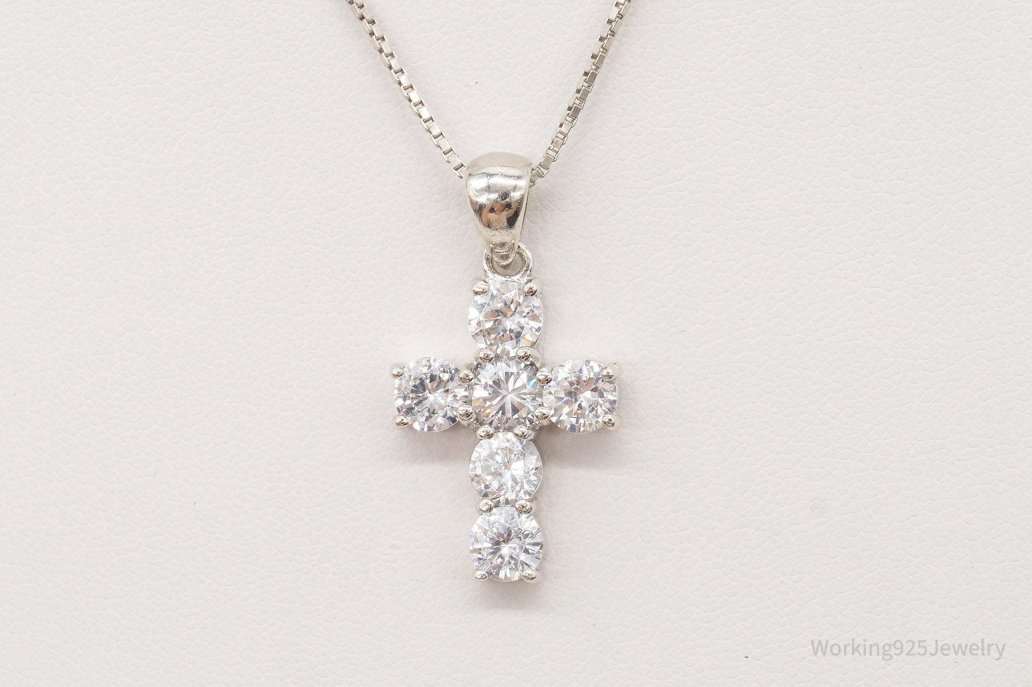 Vintage Cubic Zirconia Cross Sterling Silver Necklace | Jewelry > Necklaces > Pendants | Wiccan Center