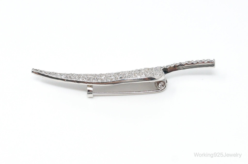 Vintage Cubic Zirconia Leaf Sterling Silver Brooch Pin | Jewelry > Brooches, Pins & Clips | Wiccan Center