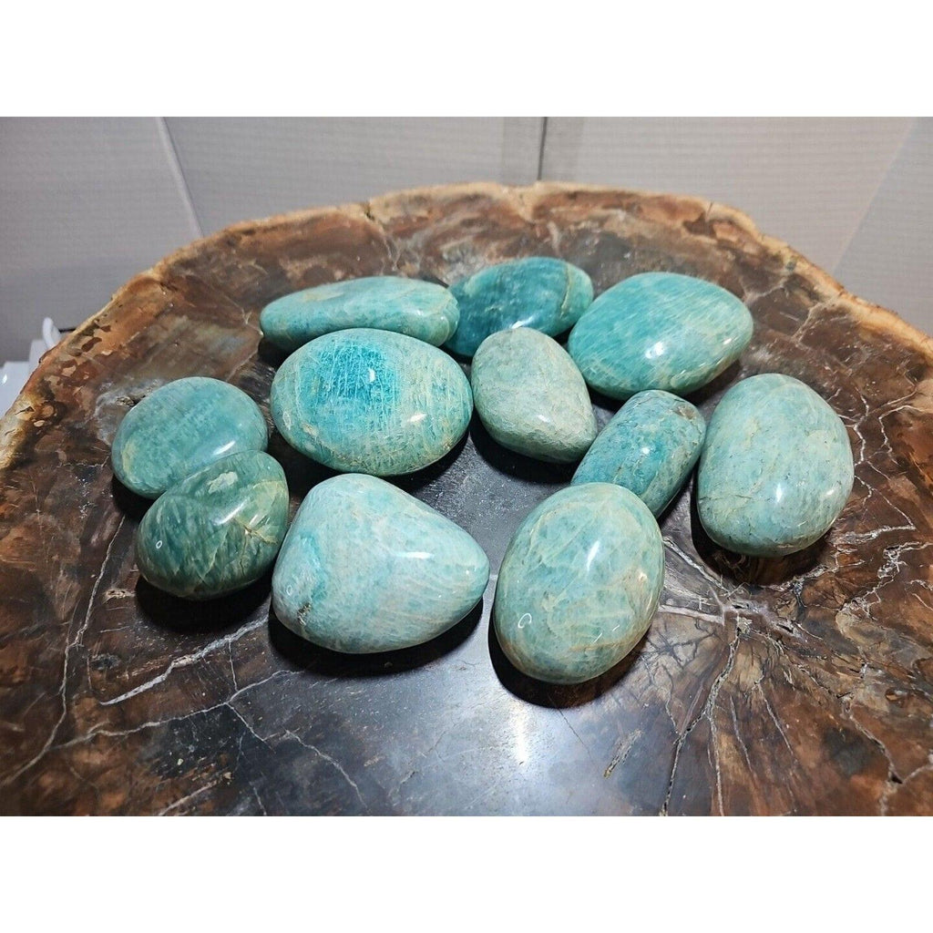 Green Amazonite Quartz Crystal Palm Stone — Large, Polished | CrystalCloud Company | Palm Stones & Tumbled Crystals | Wiccan Center