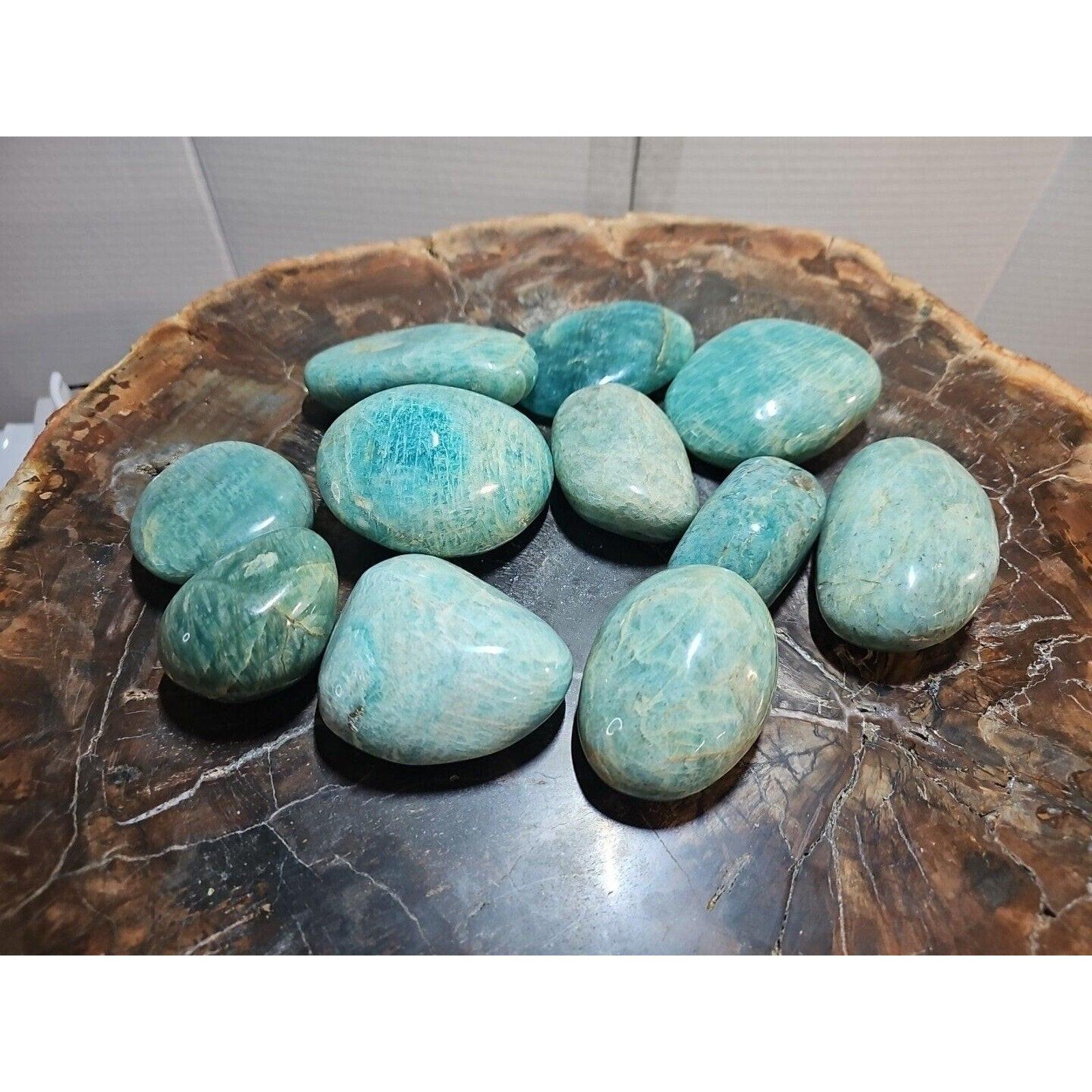 Green Amazonite Quartz Crystal Palm Stone — Large, Polished | CrystalCloud Company | Palm Stones & Tumbled Crystals | Wiccan Center