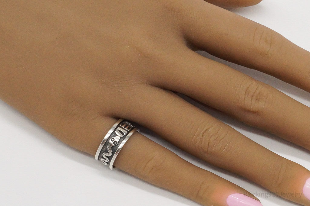Vintage Tribal Symbols 950 Silver Band Ring - Size 6 | Jewelry > Rings | Wiccan Center