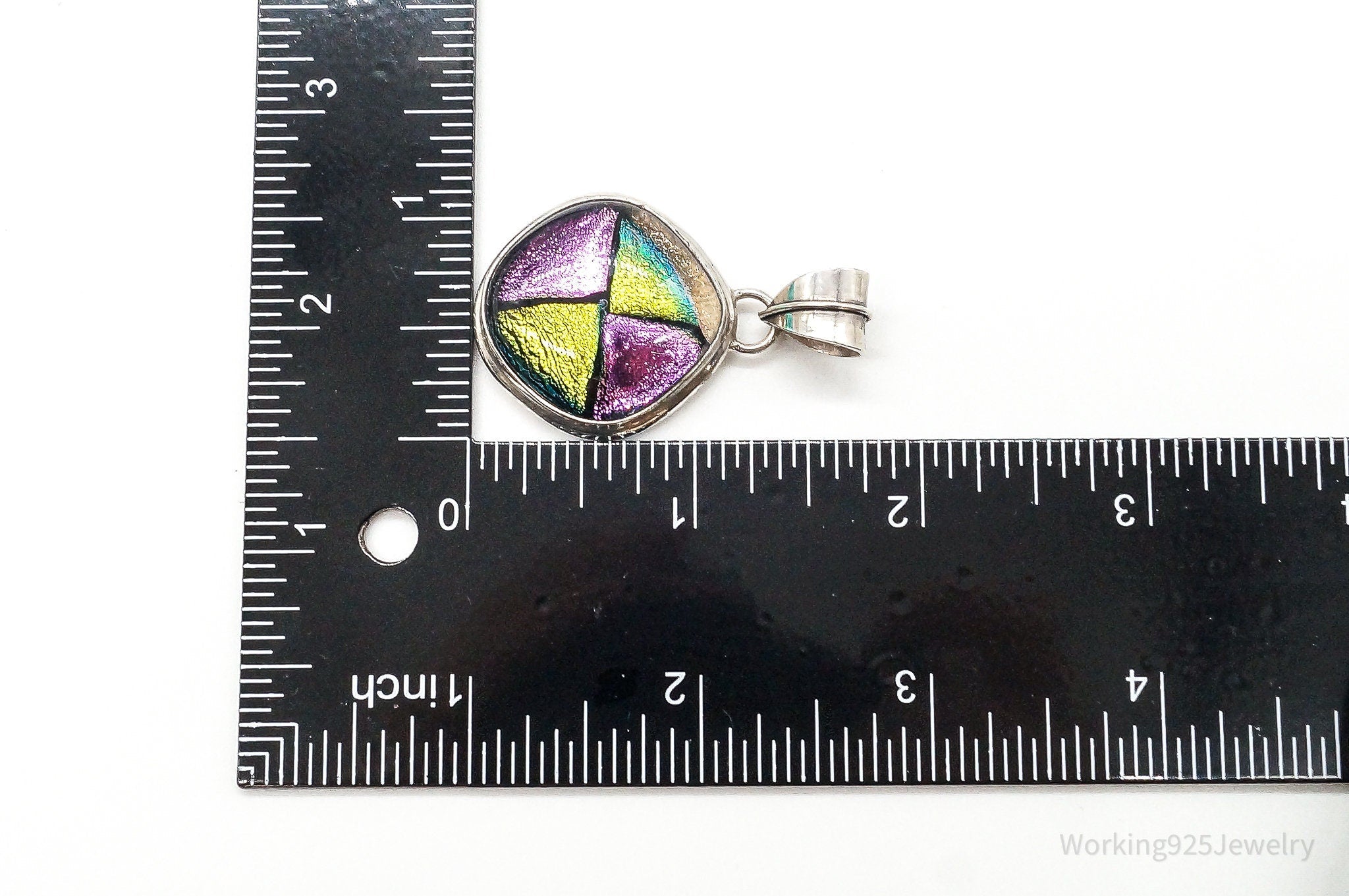 Vintage Large Dichroic Glass Sterling Silver Necklace Pendant | Jewelry > Necklaces > Pendants | Wiccan Center