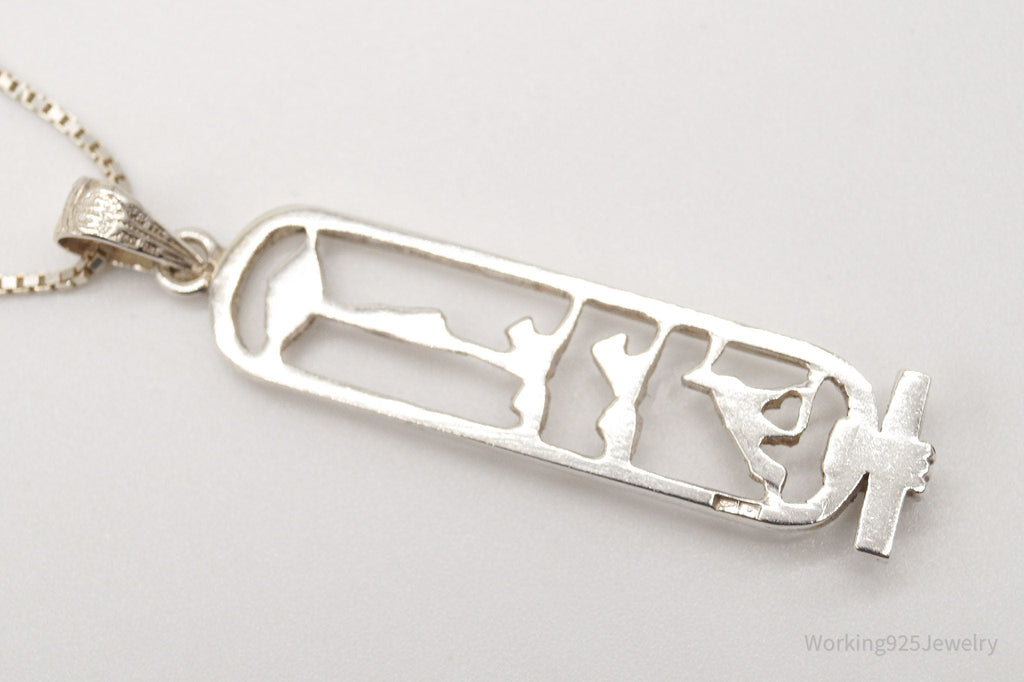 Vintage Large Egyptian Cartouche Sterling Silver Necklace | Jewelry > Necklaces > Pendants | Wiccan Center