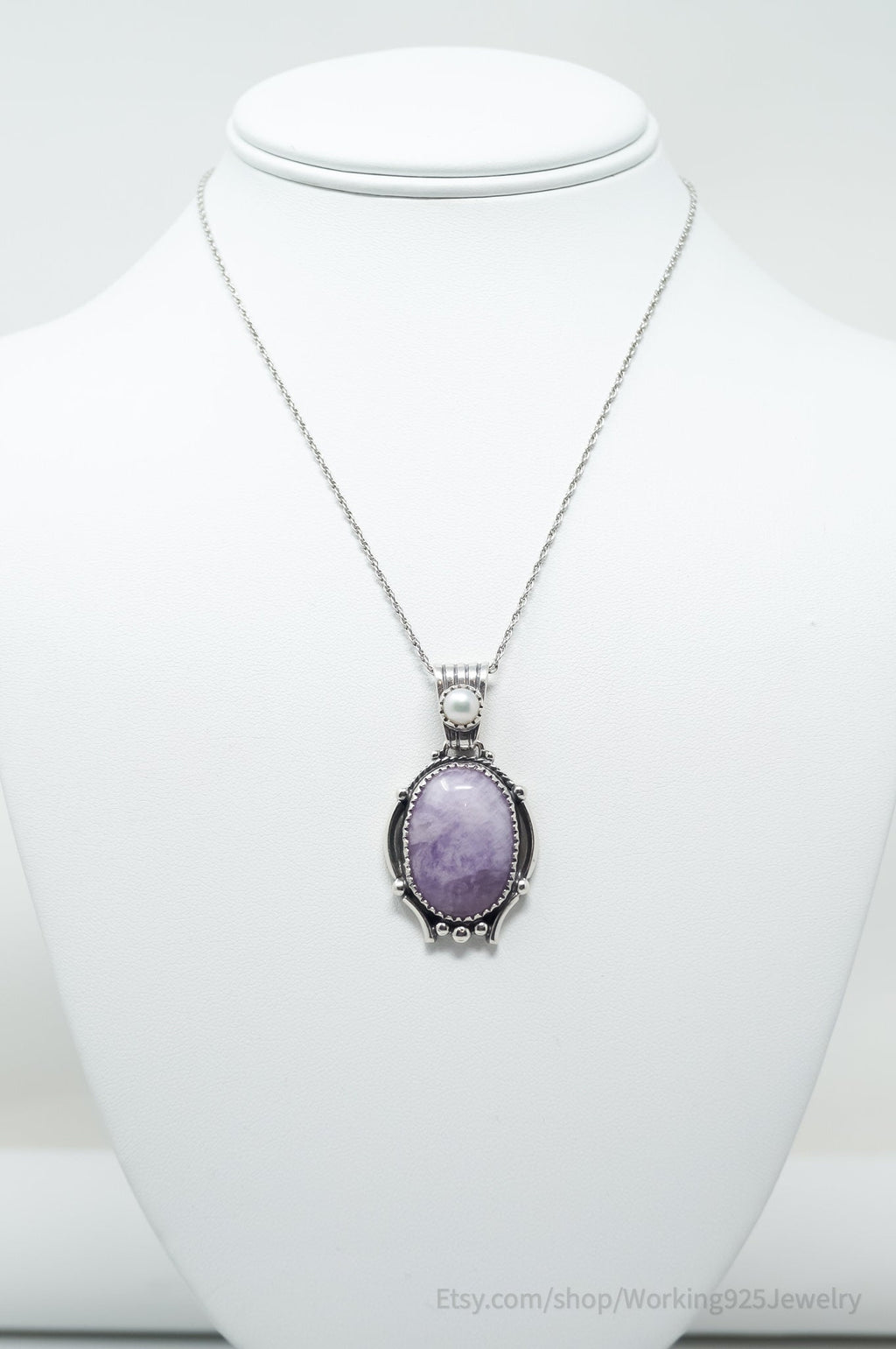 Vintage Southwestern Charoite Pearl Sterling Silver Necklace | Jewelry > Necklaces > Pendants | Wiccan Center