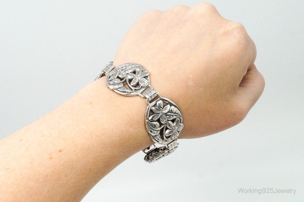 Vintage Designer Danecraft Floral Panels Sterling Silver Bracelet | Jewelry > Bracelets | Wiccan Center